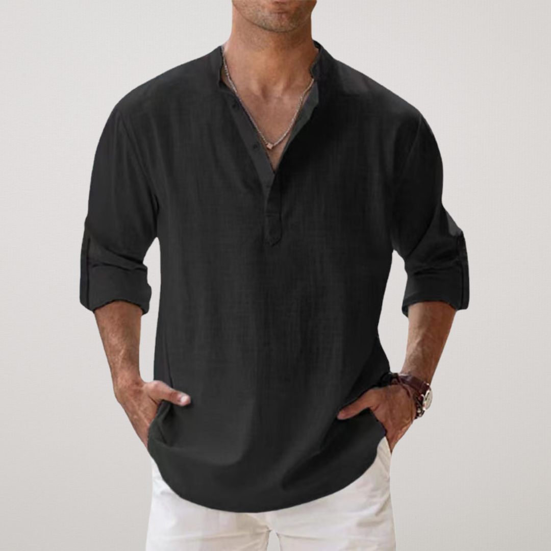 Savrani™ - Camicia Henley in cotone effetto lino