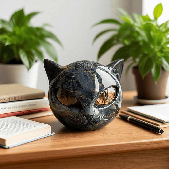 Savrani™ | Scultura testa di gatto nero