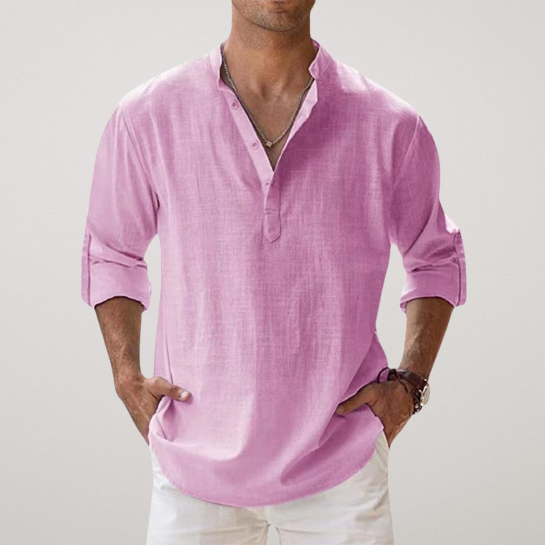 Savrani™ - Camicia Henley in cotone effetto lino