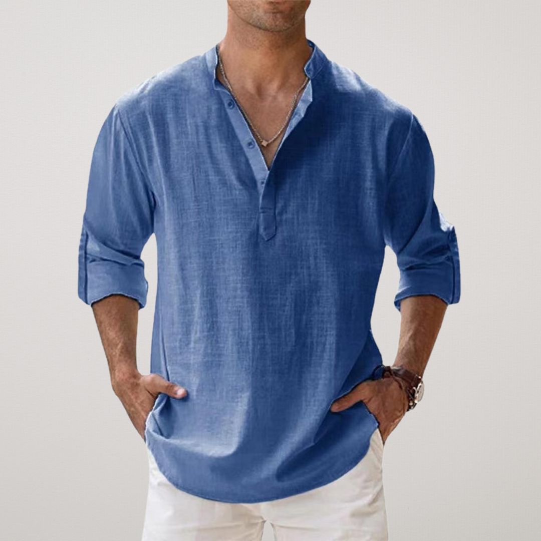 Savrani™ - Camicia Henley in cotone effetto lino