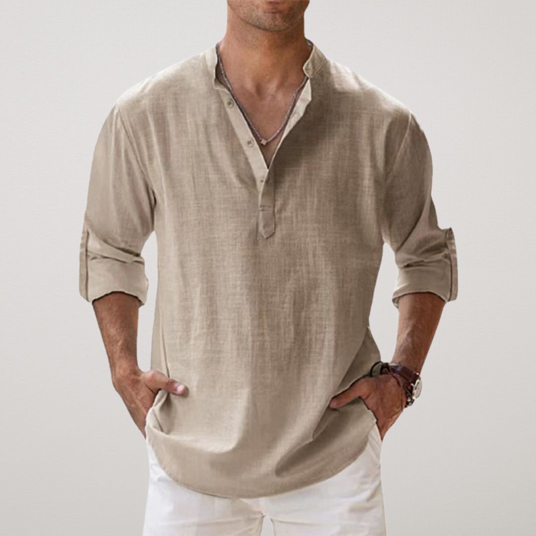 Savrani™ - Camicia Henley in cotone effetto lino