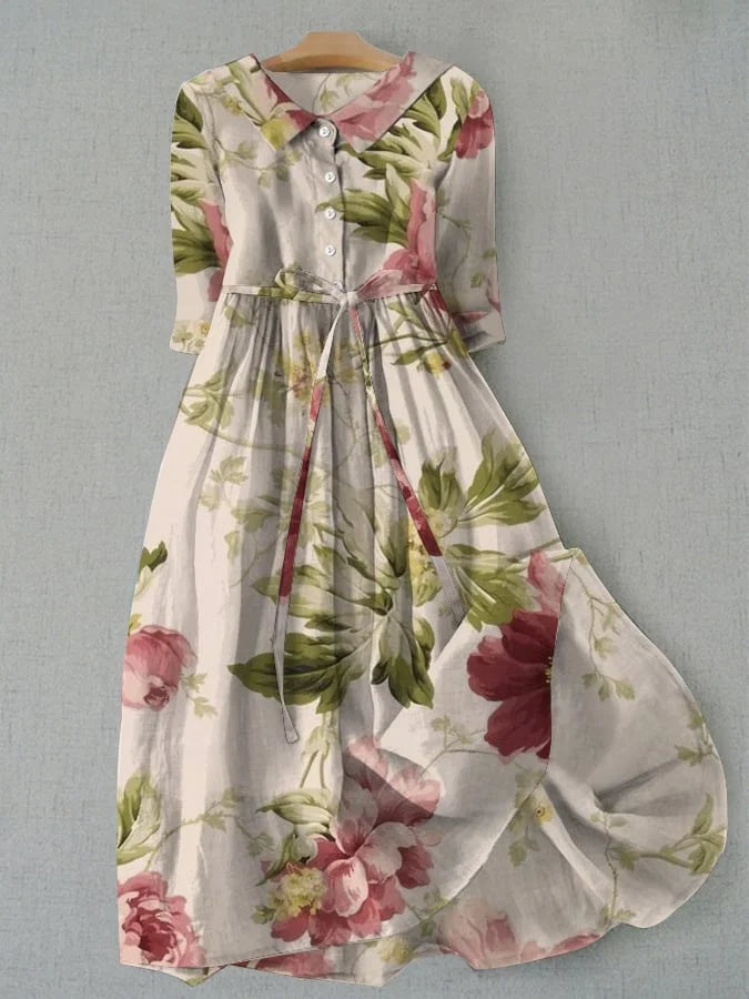 Savrani™ | Abito floreale vintage con lacci in vita