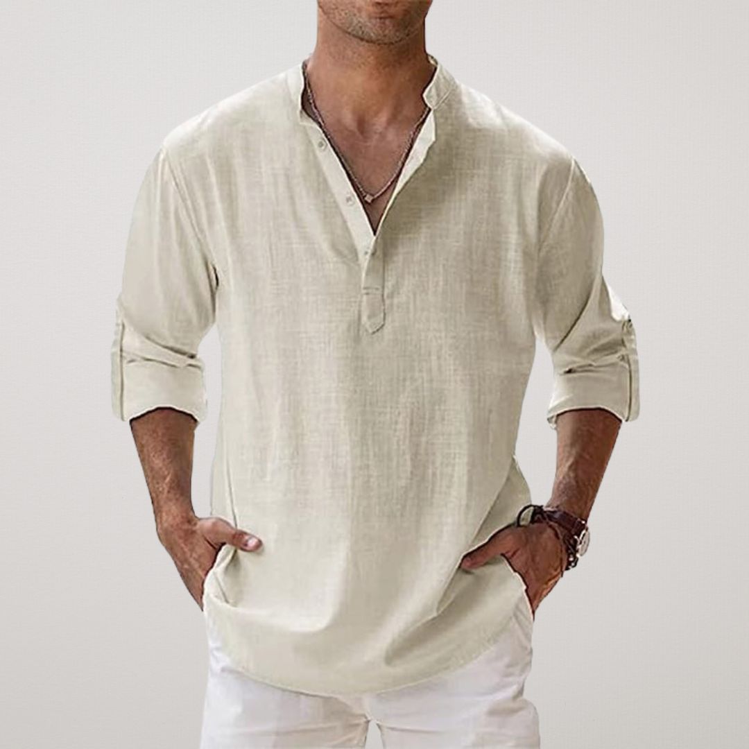 Savrani™ - Camicia Henley in cotone effetto lino