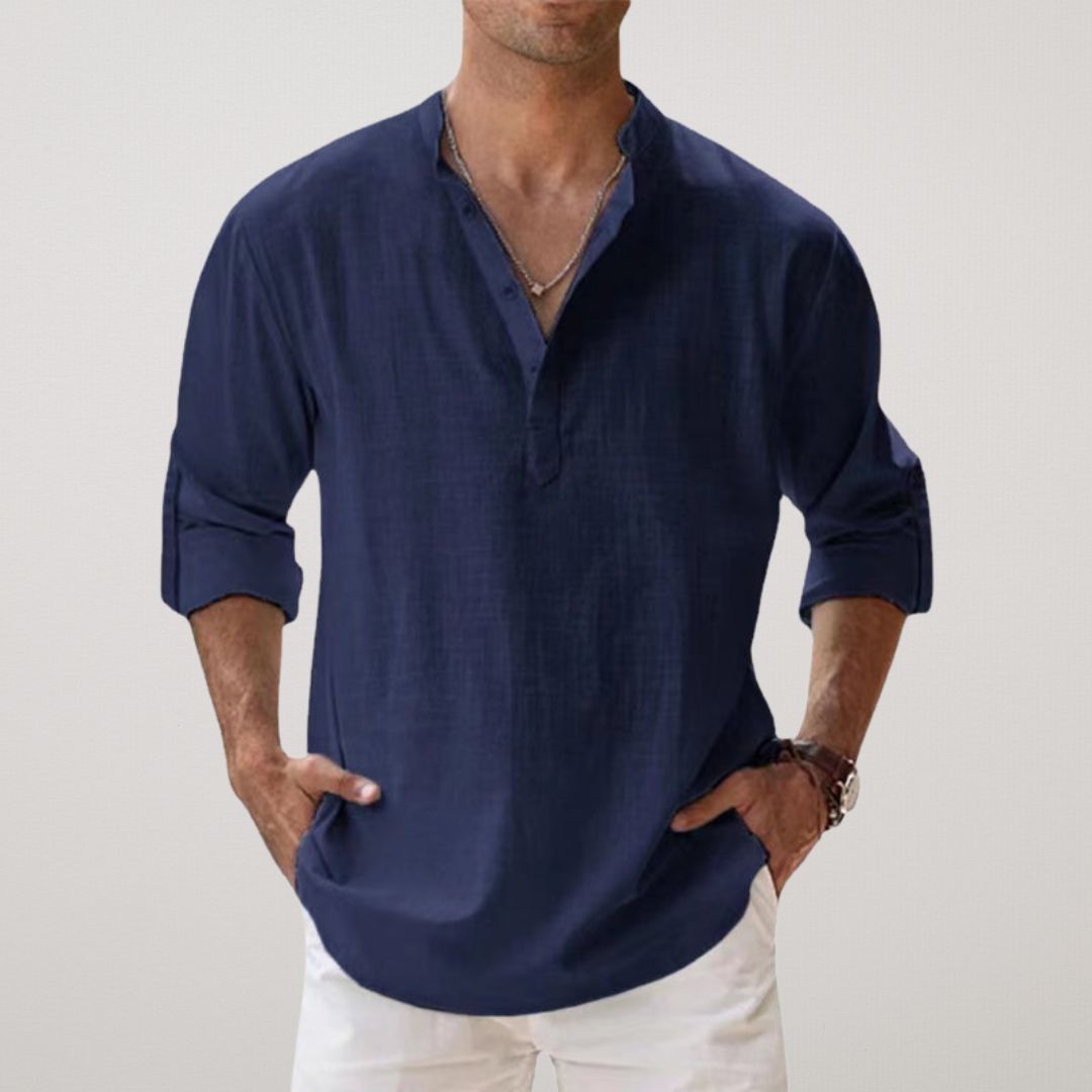 Savrani™ - Camicia Henley in cotone effetto lino