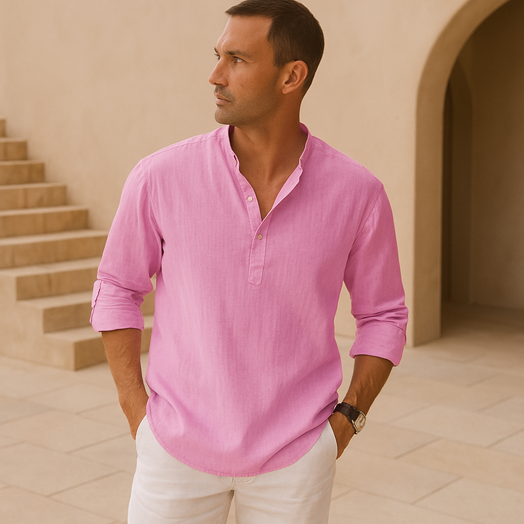 Savrani™ - Camicia Henley in cotone effetto lino
