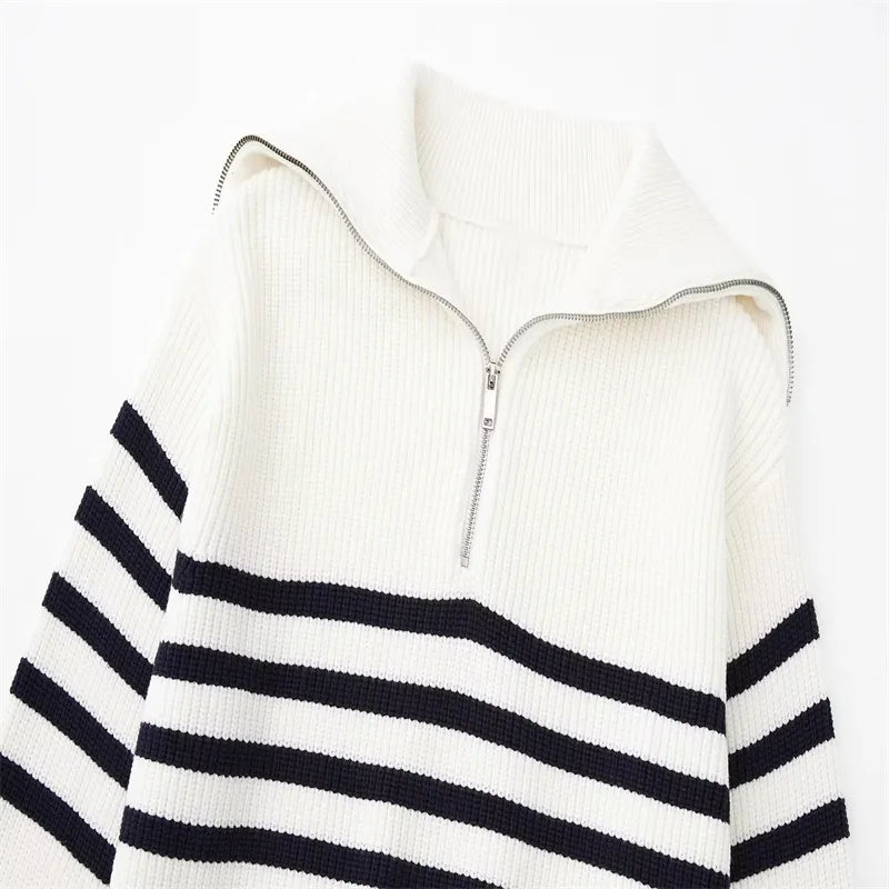 Savrani™ | Maglione a righe con zip