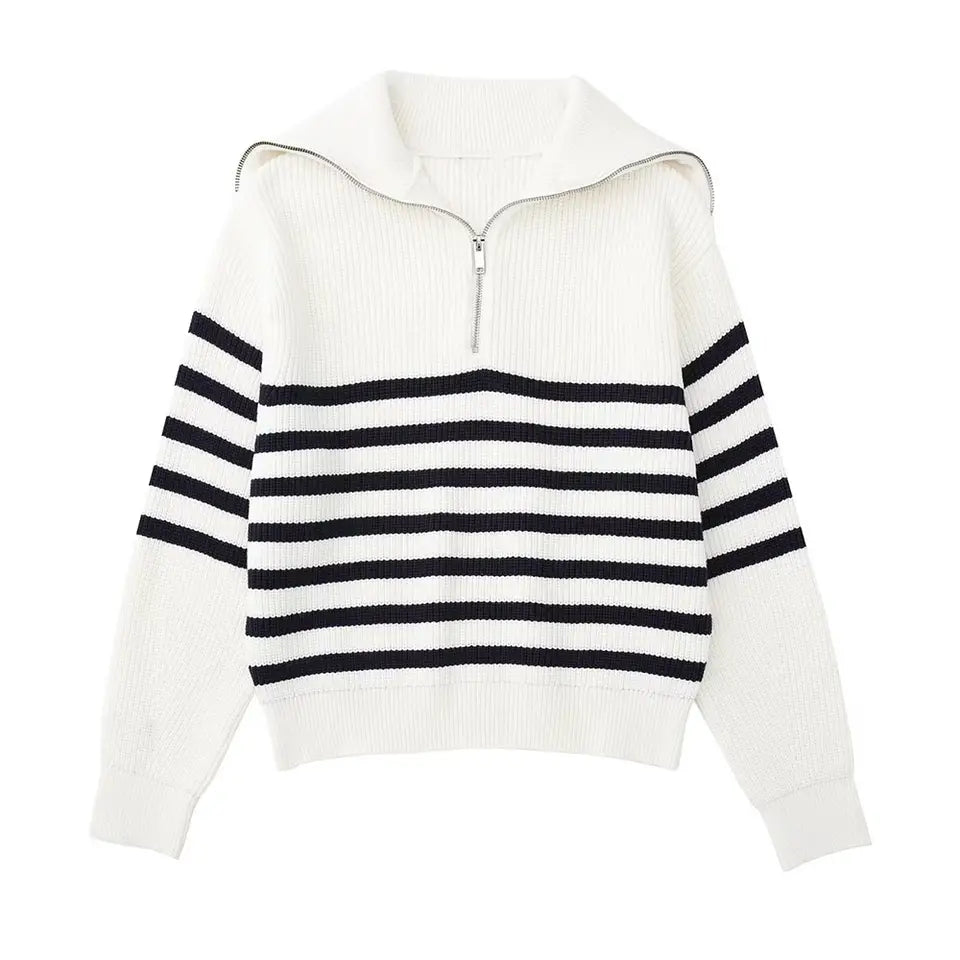 Savrani™ | Maglione a righe con zip