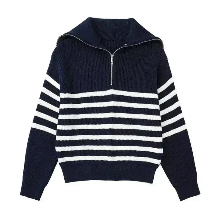Savrani™ | Maglione a righe con zip