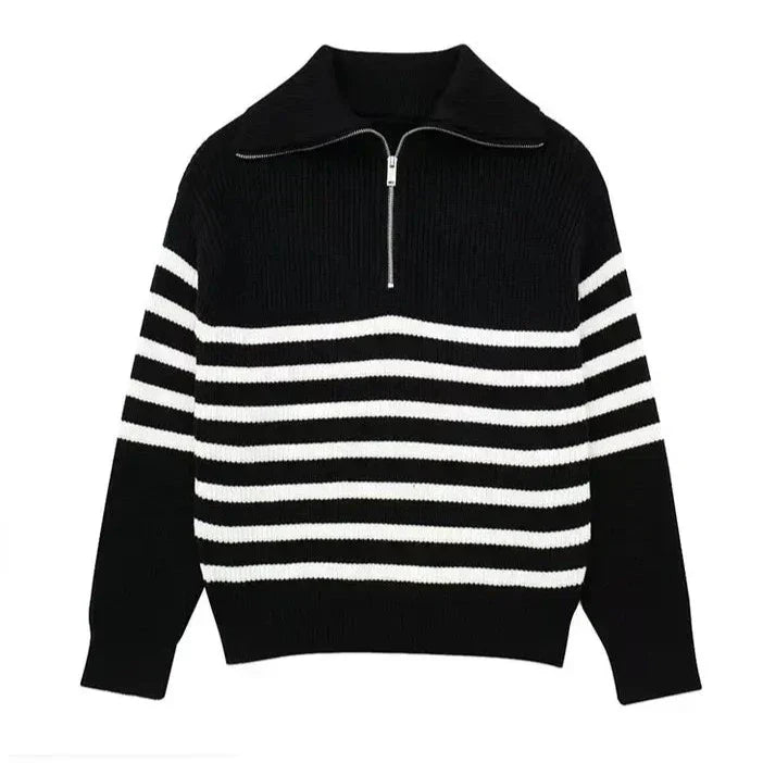 Savrani™ | Maglione a righe con zip