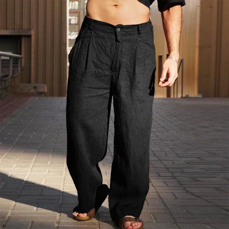 Savrani™ | Pantaloni in lino a gamba larga