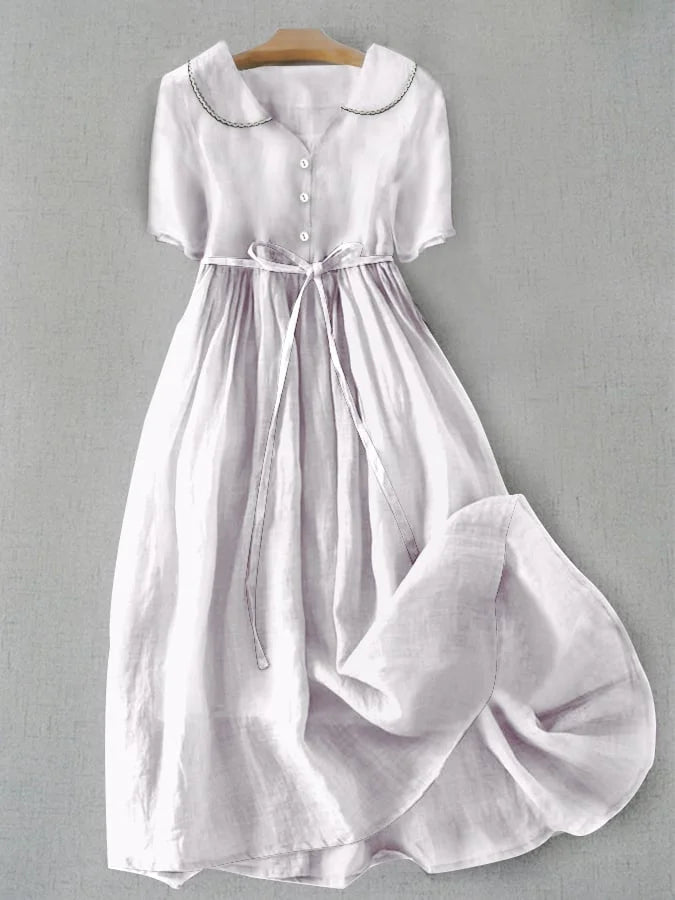 Savrani™ | Elegante Vestito in Cotone e Lino a Manica Media