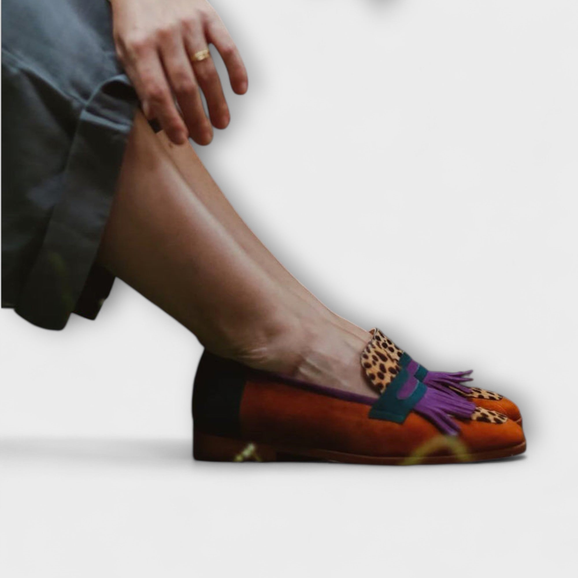 Savrani™ | Mocassino Marrone con Stampa Leopardata