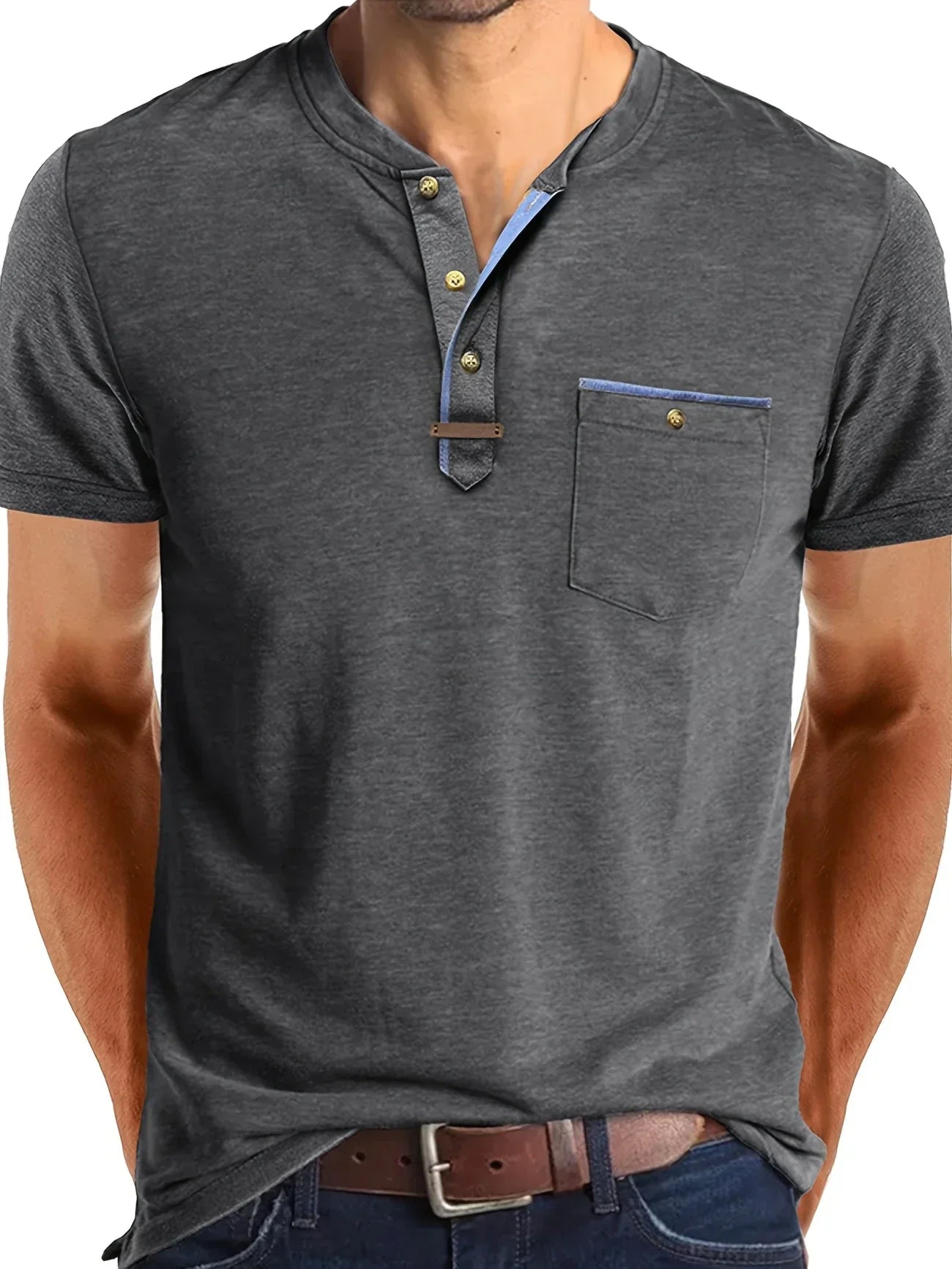 Savrani™ | T-shirt elegante con colletto rotondo e tasca