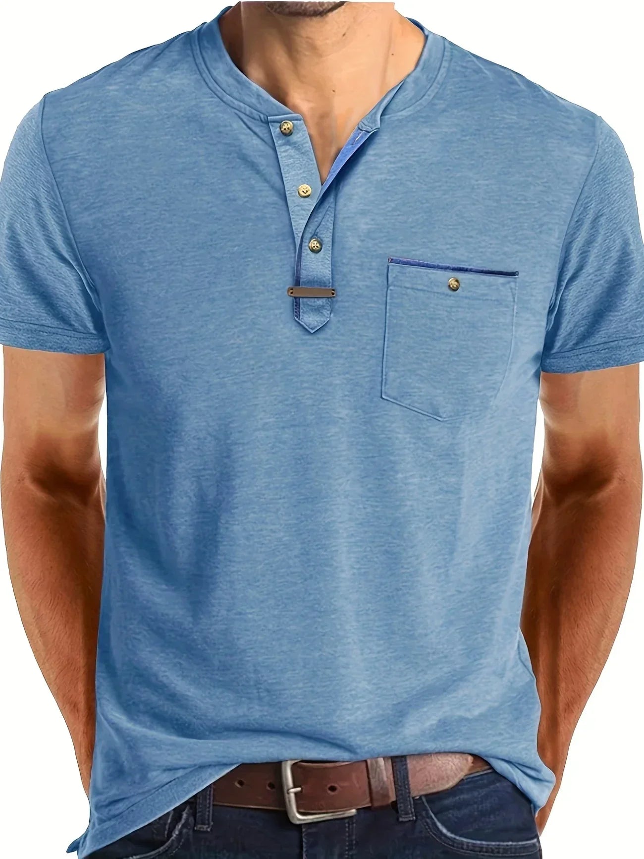 Savrani™ | T-shirt elegante con colletto rotondo e tasca