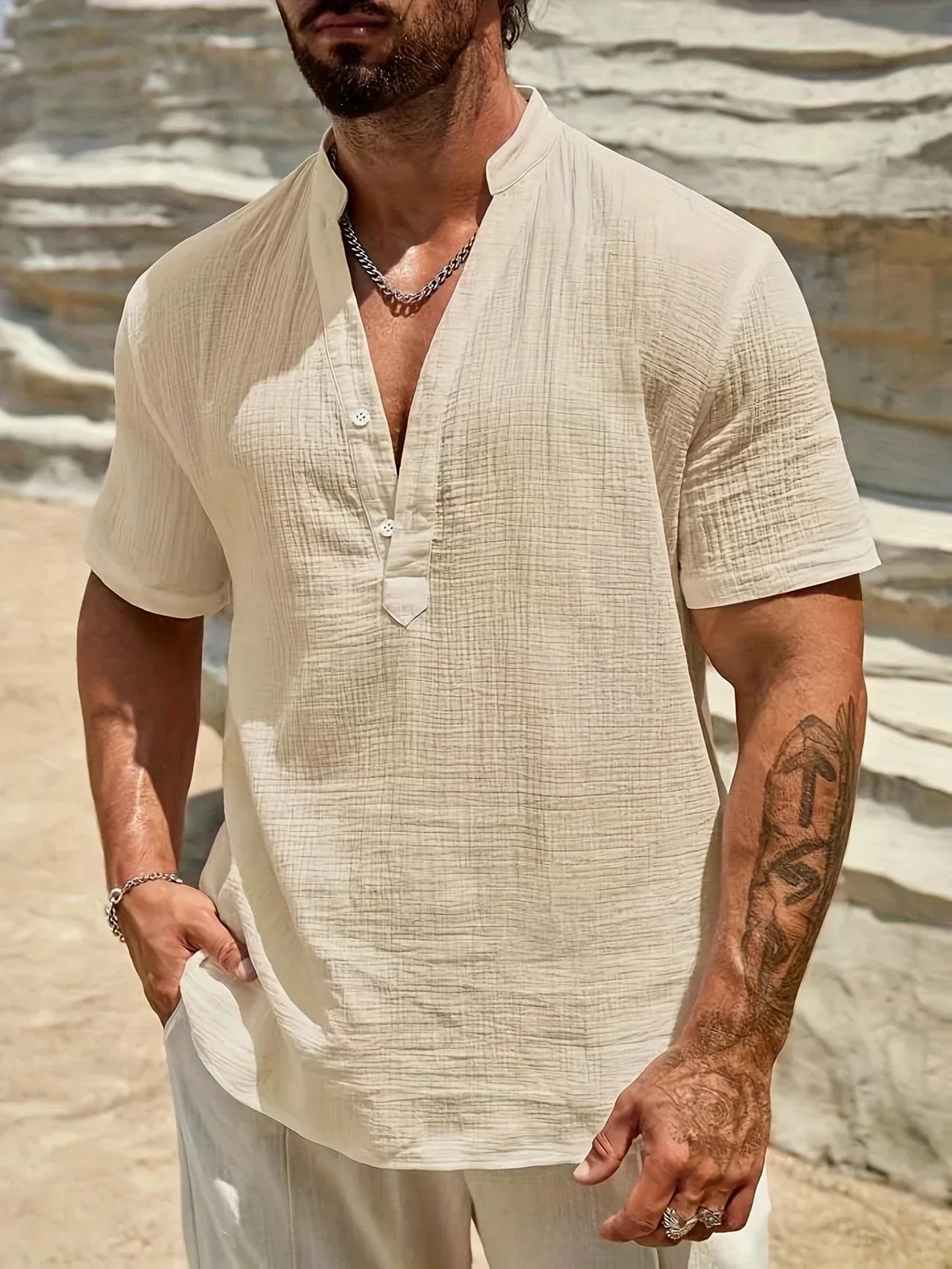 Savrani™ | Camicia estiva elegante con collo alto