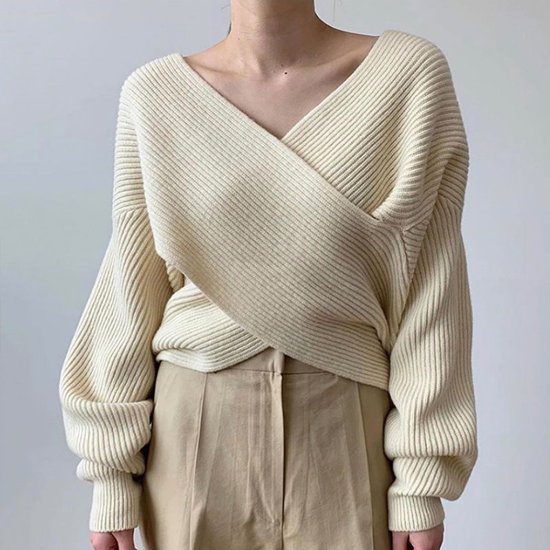 Savrani™ | Pull in maglia incrociata chic