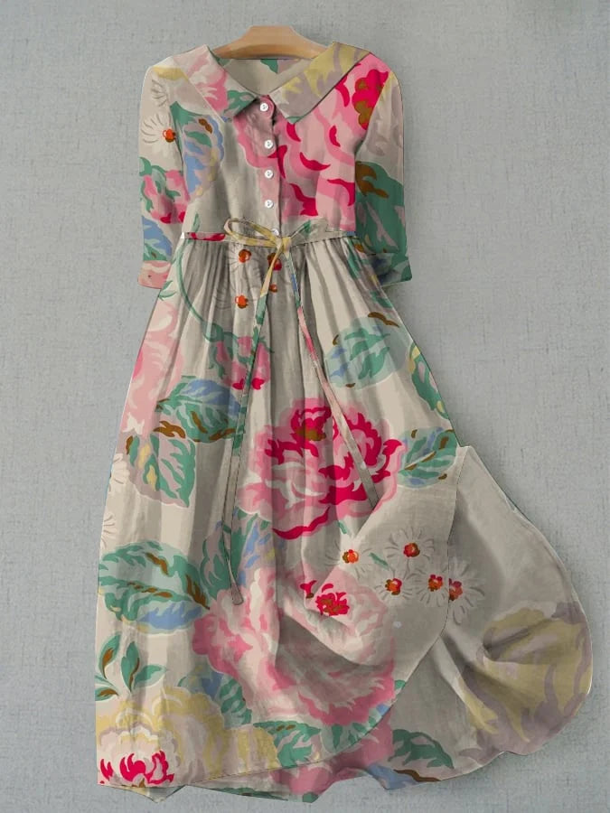 Savrani™ | Elegant Short Sleeve Floral Dress