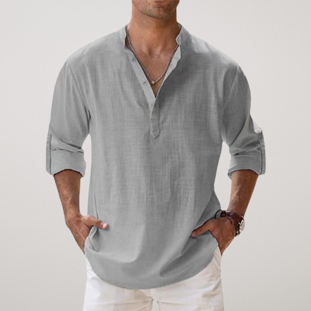 Savrani™ - Camicia Henley in cotone effetto lino