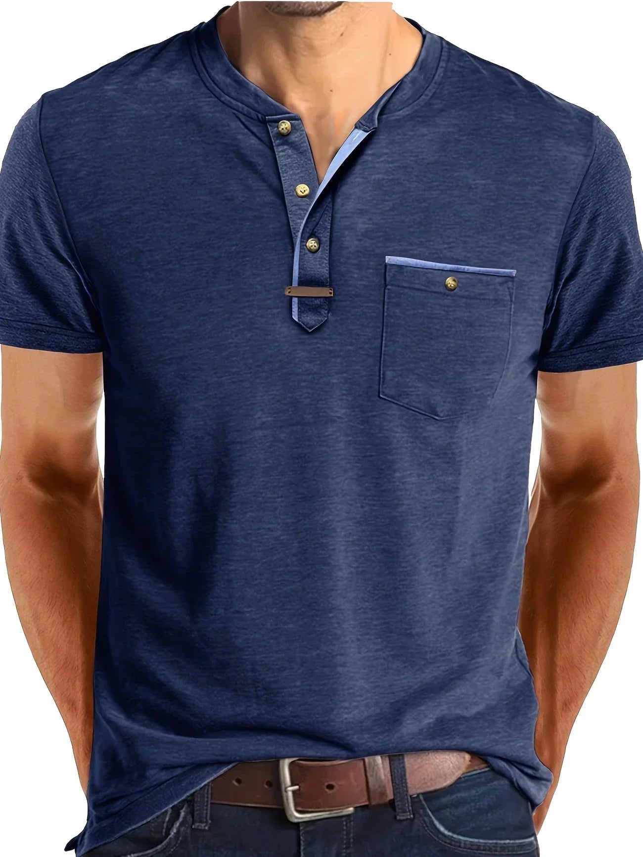 Savrani™ | T-shirt elegante con colletto rotondo e tasca