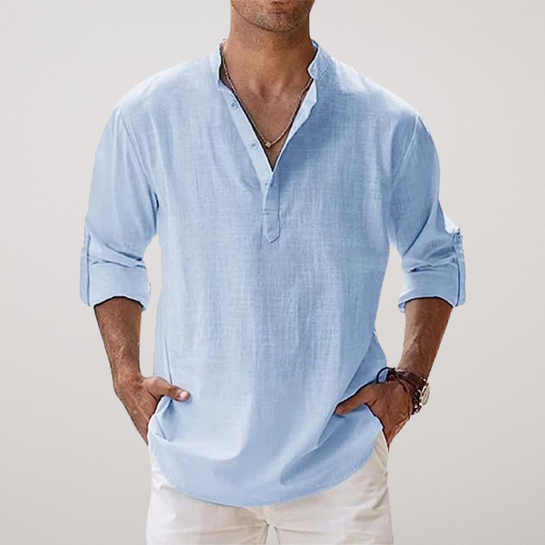 Savrani™ - Camicia Henley in cotone effetto lino