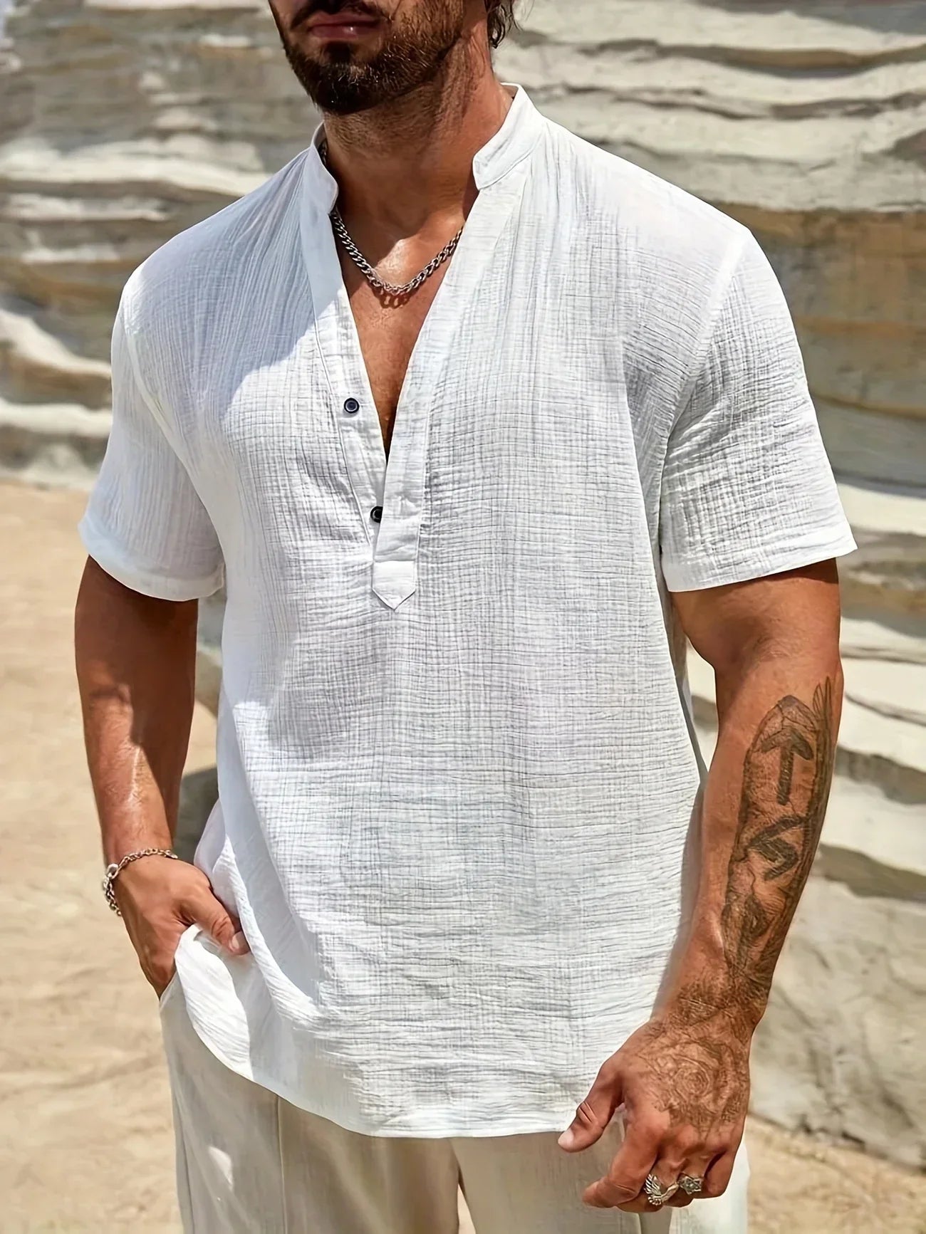 Savrani™ | Camicia estiva elegante con collo alto