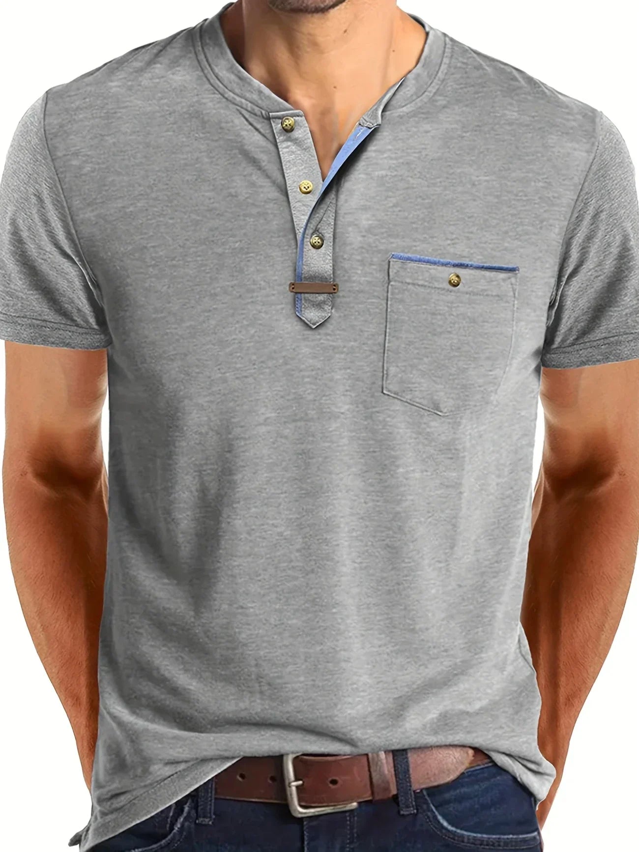 Savrani™ | T-shirt elegante con colletto rotondo e tasca