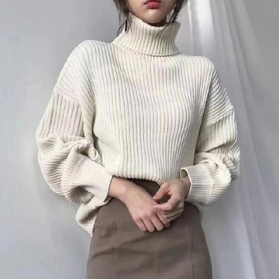 Savrani™ | Pullover di lusso con colletto alto e maniche a palloncino