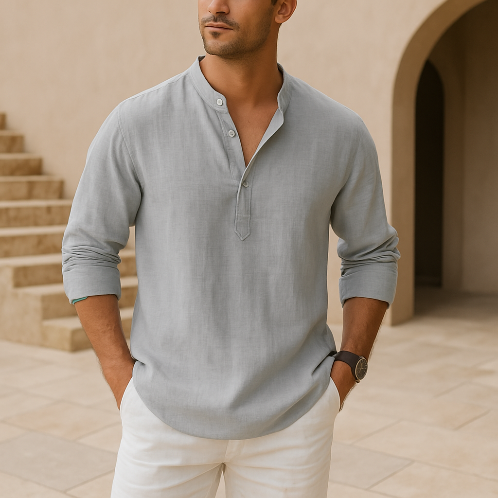 Savrani™ - Camicia Henley in cotone effetto lino