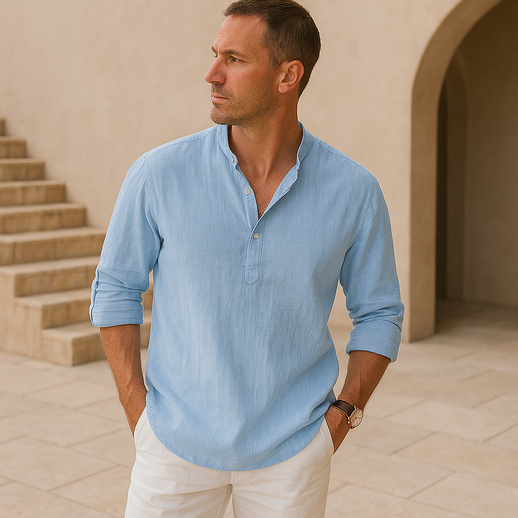 Savrani™ - Camicia Henley in cotone effetto lino