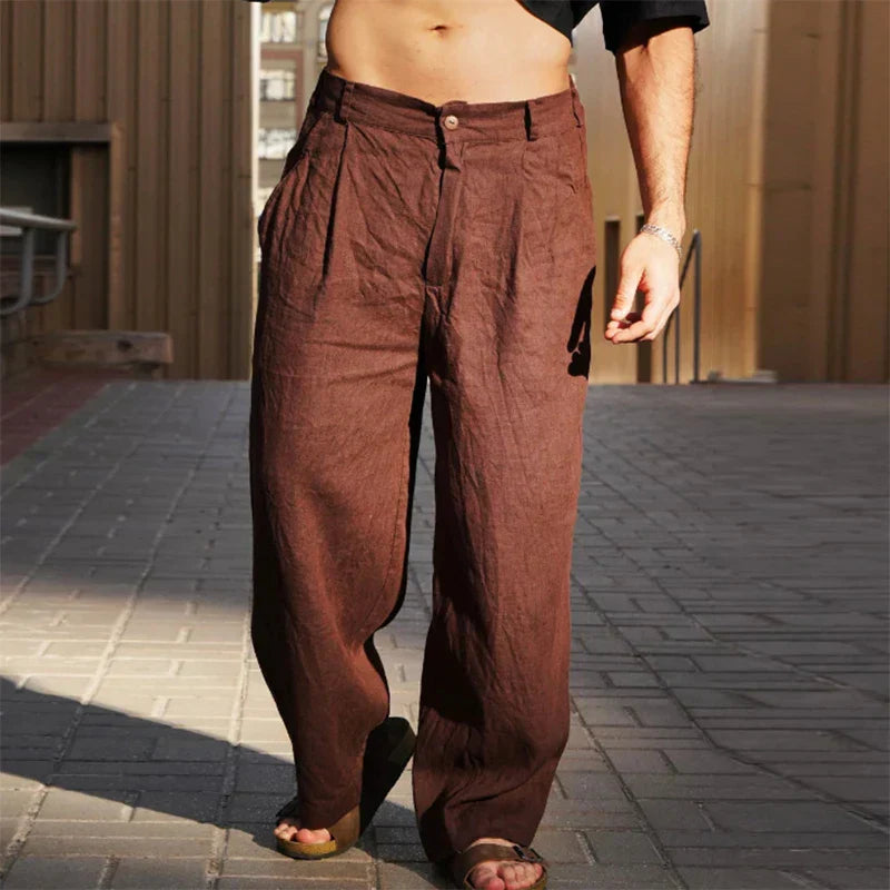 Savrani™ | Pantaloni in lino a gamba larga