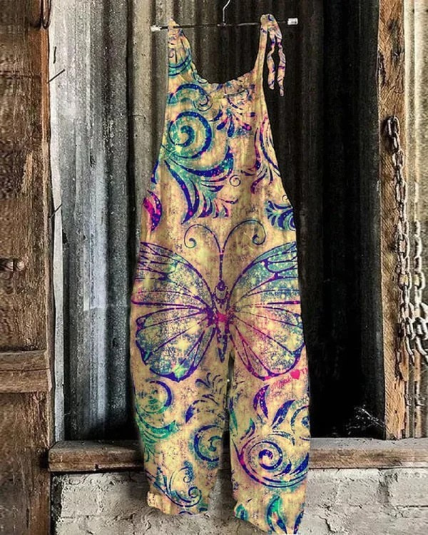 Savrani™ | Salopette Vintage Donna con Stampa Farfalla - Comfort e Stile per Ogni Occasione