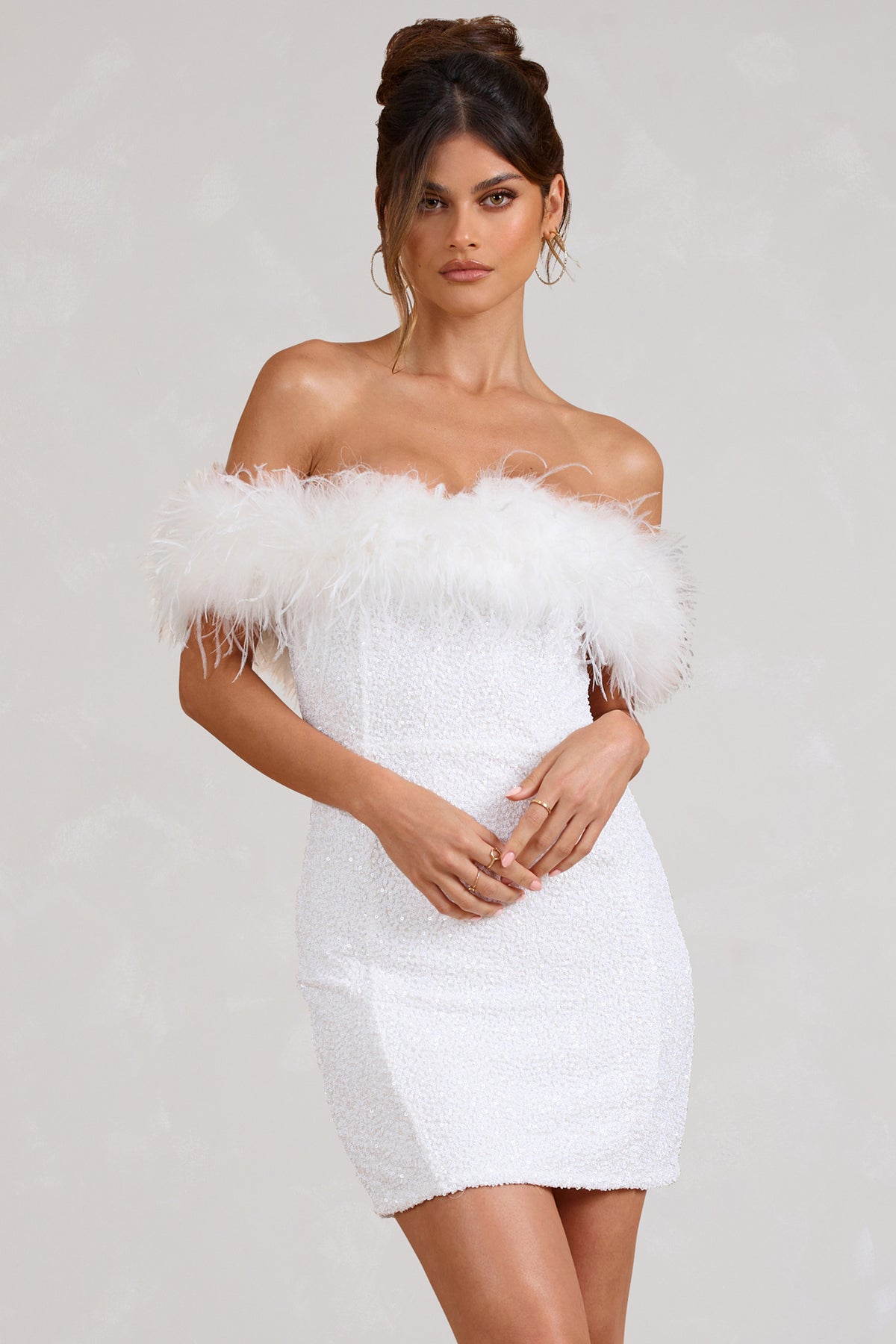 Savrani™ | Abito in paillettes con piume