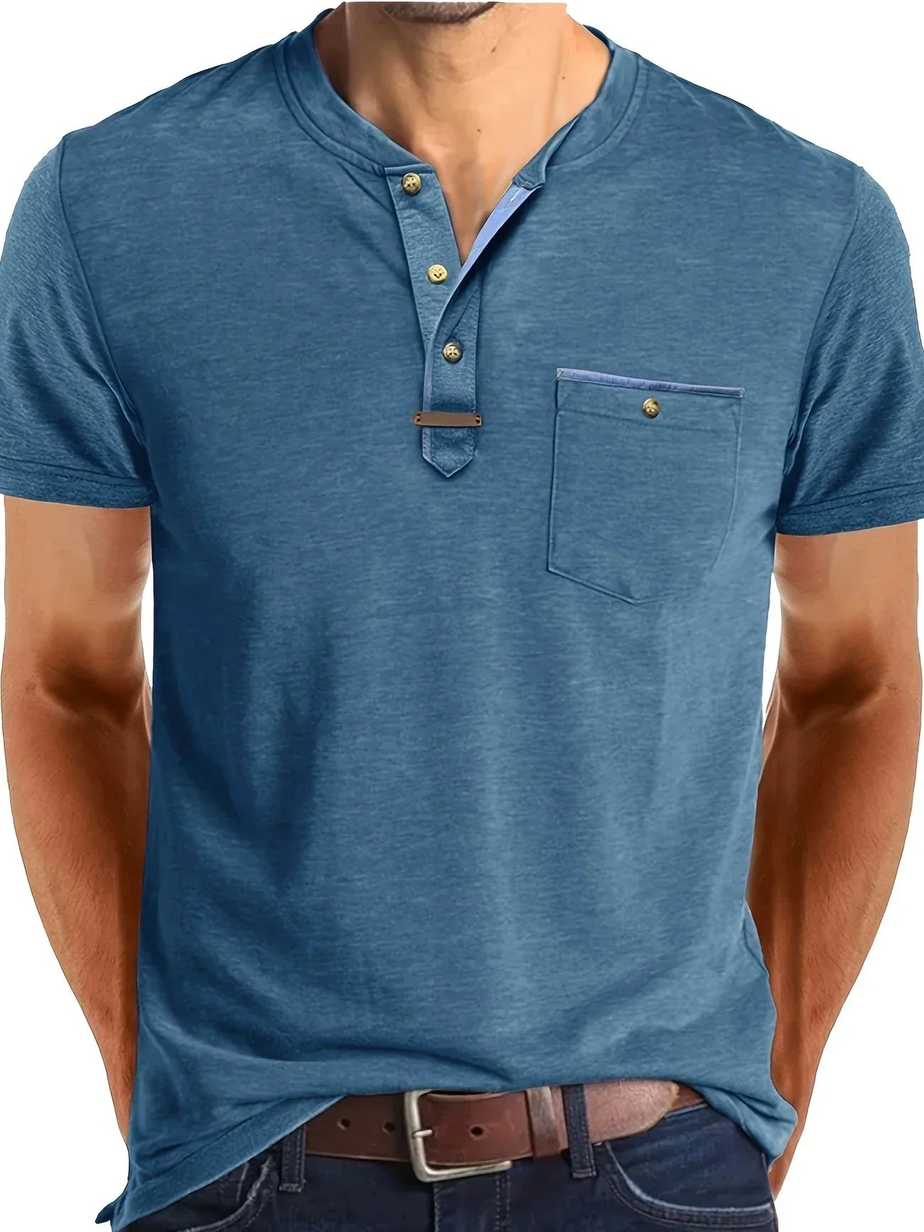 Savrani™ | T-shirt elegante con colletto rotondo e tasca