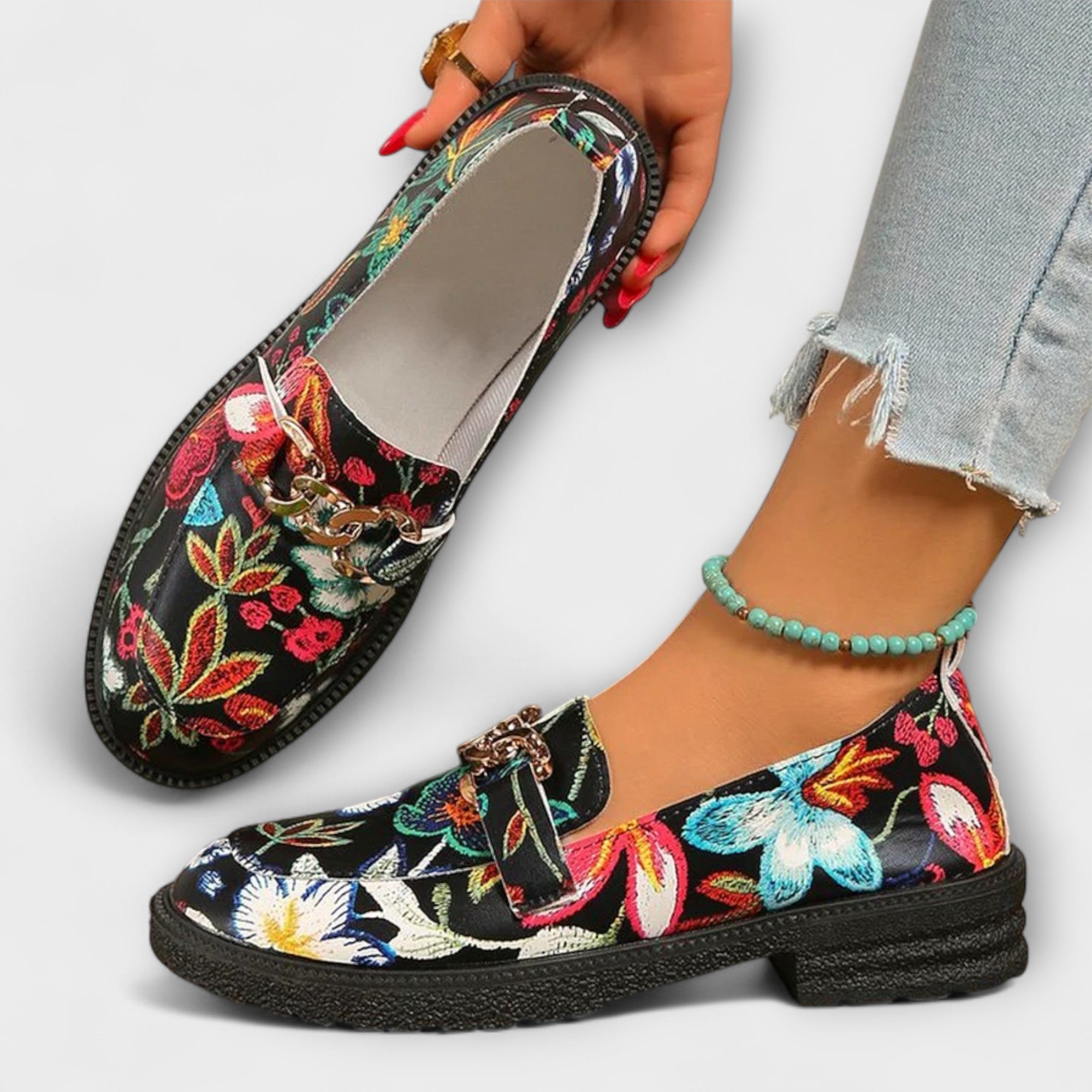 Savrani™ | Mocassini Multicolore con Motivo Floreale