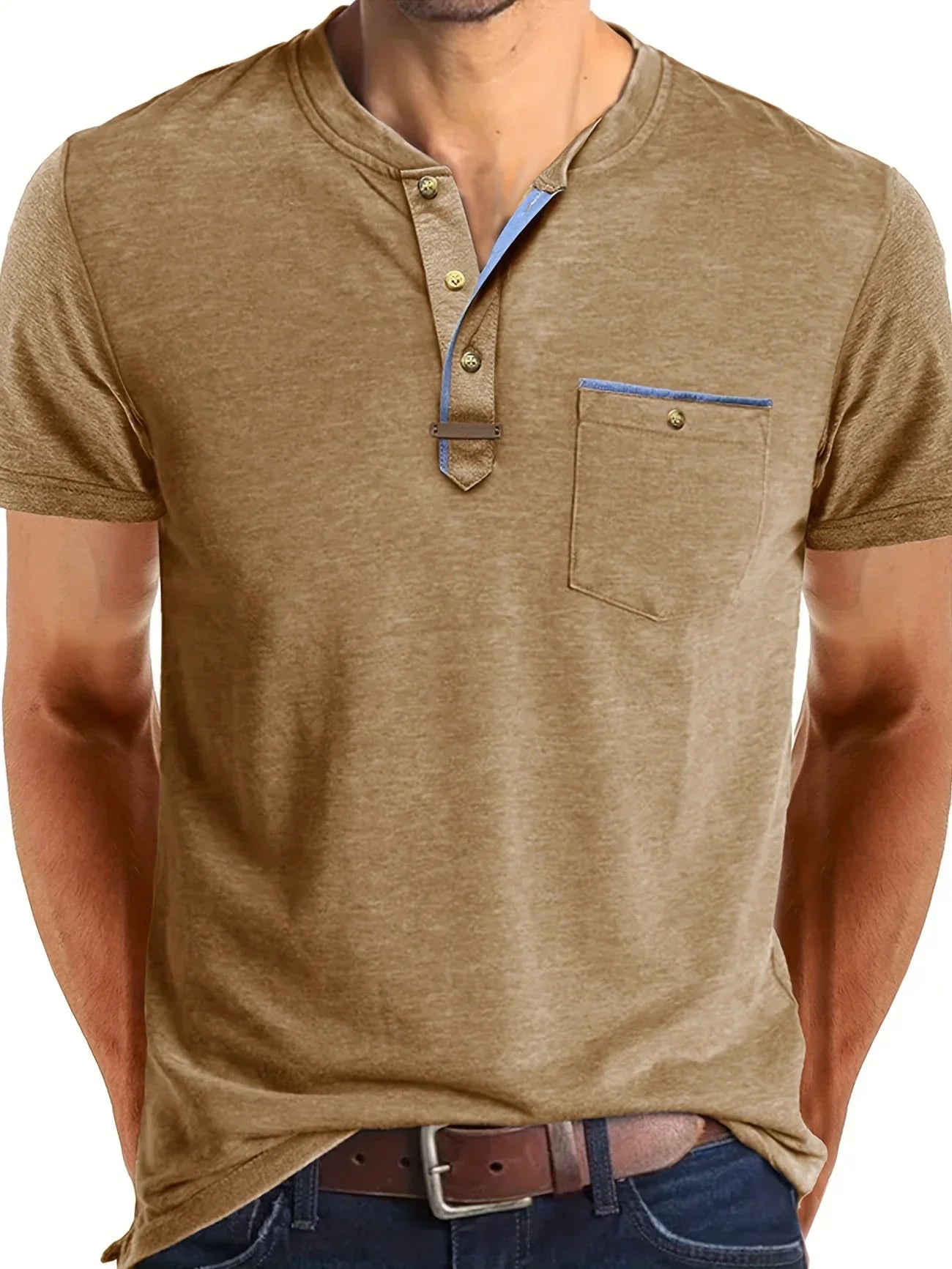 Savrani™ | T-shirt elegante con colletto rotondo e tasca