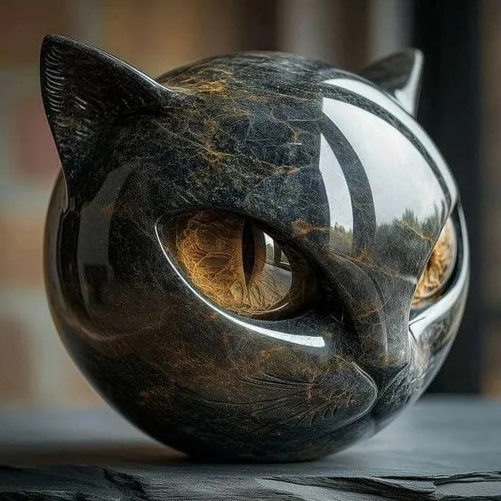 Savrani™ | Scultura testa di gatto nero