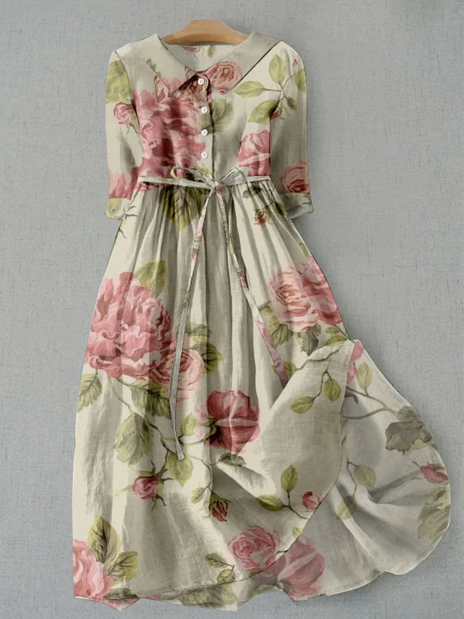 Savrani™ | Abito Vintage con Lacci e Stampa Floreale