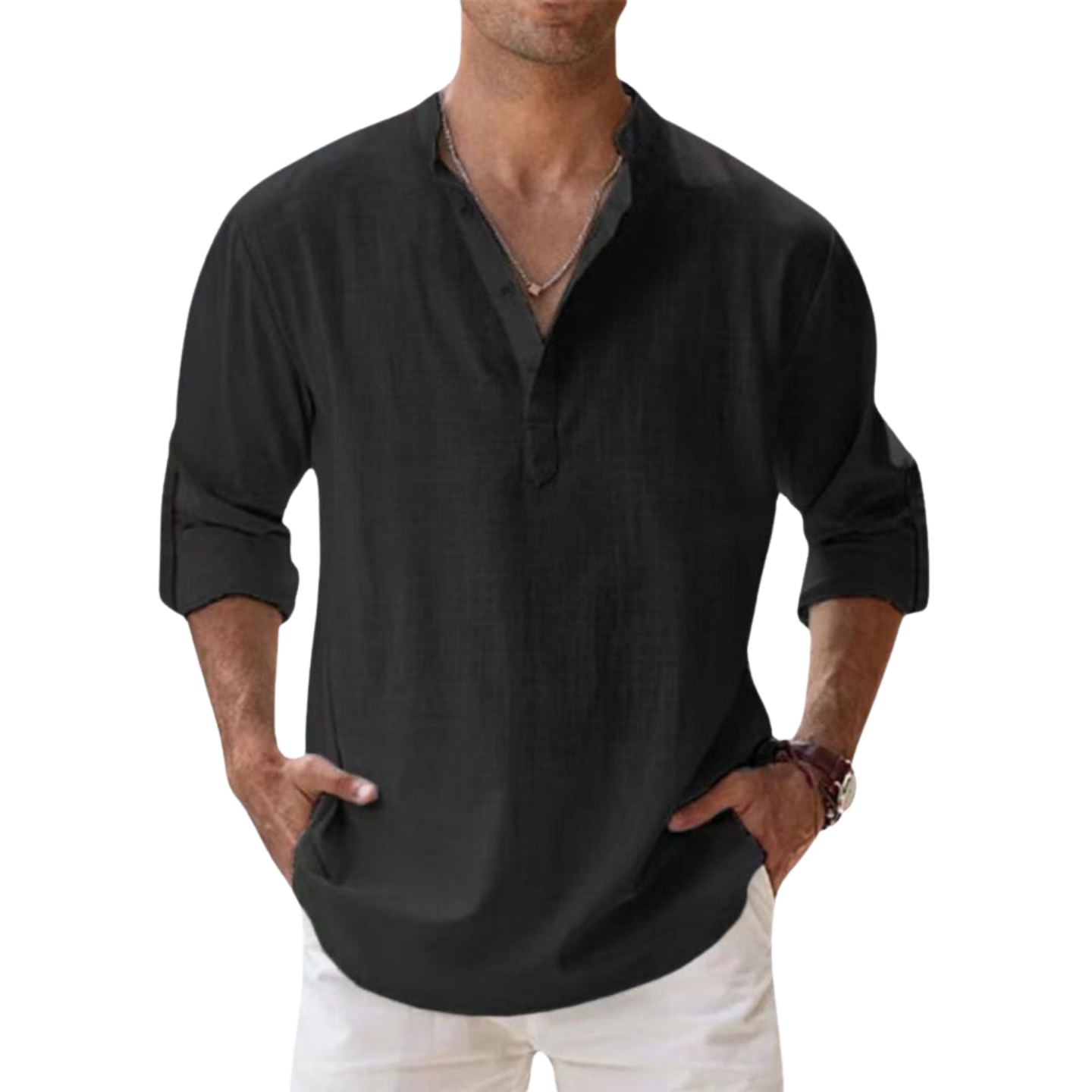Savrani™ - Camicia Henley in cotone effetto lino